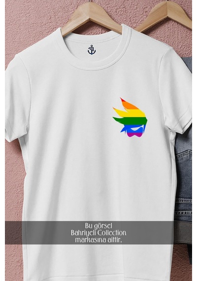 Oversize Lgbt Person Cep Tasarımlı Unisex T-shirt Beyaz