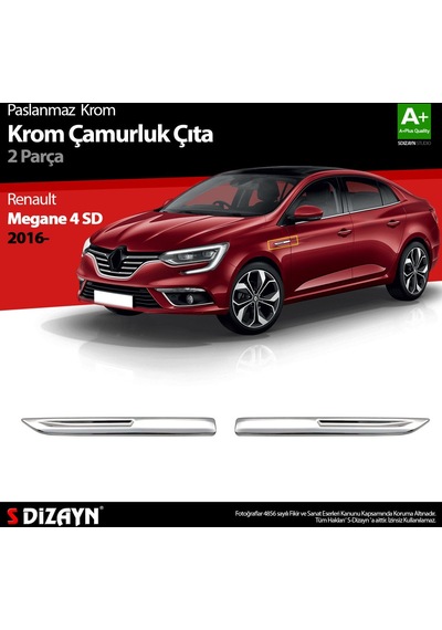 S-Dizayn  Renault Megane 4 Krom Çamurluk Sinyal Çıtası 2 Prç. 2016-2020