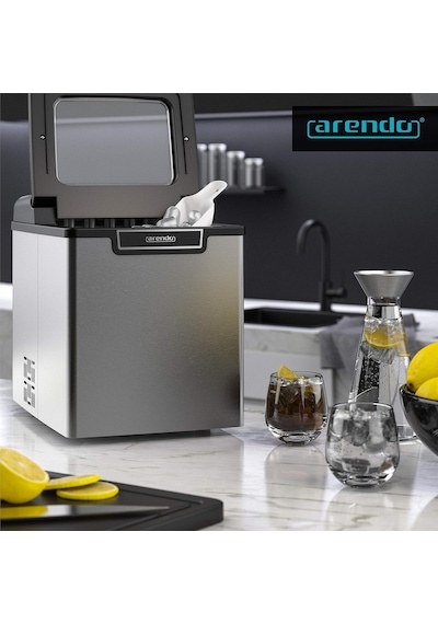Arendo 1.8l Paslanmaz Çelik Buz Makinesi Bpa Free, Hızlı Üretim, 2 Boy Buz Seçeneği Özel Mutfak Aletleri Gümüş