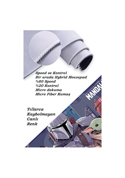 The Mandalorian Oyun Gaming Klavye Mouse Pad Kaymaz Taban Kenarları Dikişli Su Geçirmez Masa Matı 70x30 Cm