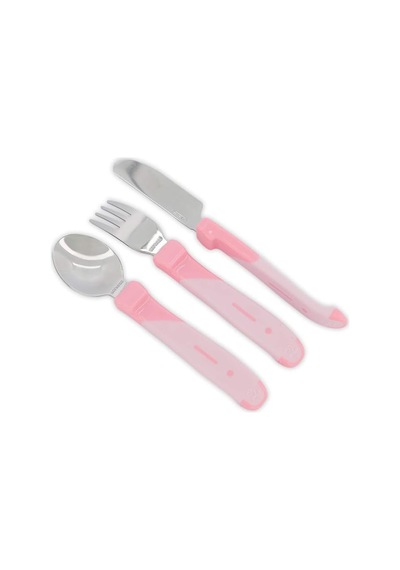 Twistshake Paslanmaz Çelik 3'lü Bebek Çocuk Çatal Kaşık Seti Pembe 12+ Ay Genel