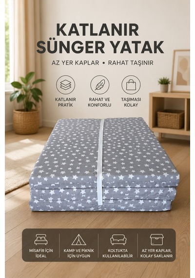 Flexisleep Süngerli Katlanır Yatak, Yer Yatağı, Misafir Yatağı, Kamp Yatağı, Sünger Yatak 180x70 Cm