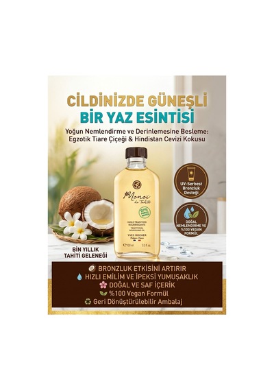 Monoi Nemlendirici Besleyici Vücut Yağı Egzotik Koku Yoğun Nemlendirici Cilt Bakım Yağı Vegan 100 Ml