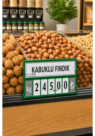 Fiyat Kasetlik Manav Kasap Şarküteri Etiketi Rakamlı Fiyatlık Ayaklı Büyük Boy 123x84 Mm Yeşil