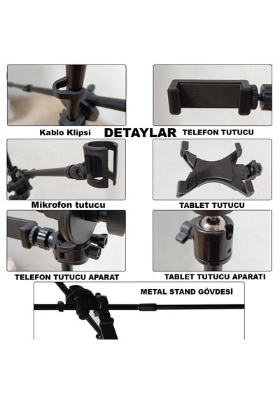 7in1 Set Mikrofontablet Ve Telefon Tutuculu Mikrofon Stand Al4533