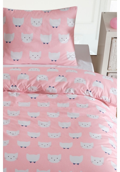 Tek Kişilik Pamuklu Nevresim Takımı 3 Parça Pisipisi Desen Pembe / Yumuşak Dokulu Pembe
