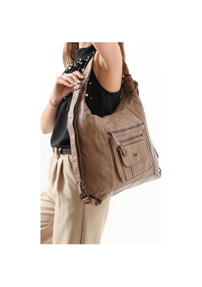 571 Collections Suni Deri Sırt Çantası Vizon Model: 571-13-13m Vizon