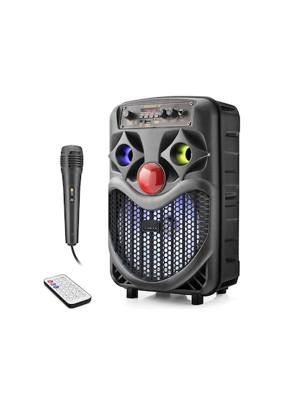 Karaoke Mikrofonlu Bluetooth Hoparlör Fm Radyo 10w 8 İnç Rgb Siyah Ndrp66 Evimdeyokyok