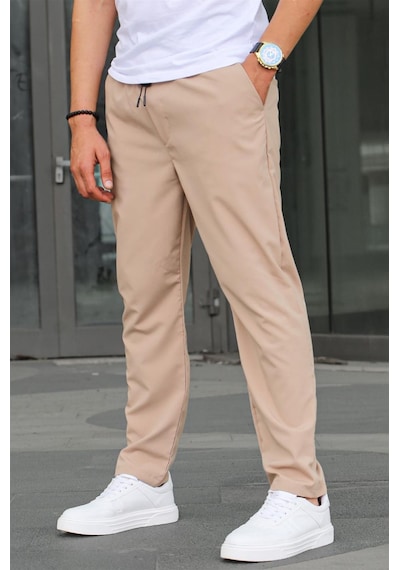 Madmext Kumaş Paraşüt Bej Basic Erkek Pantolon 6513 Bej