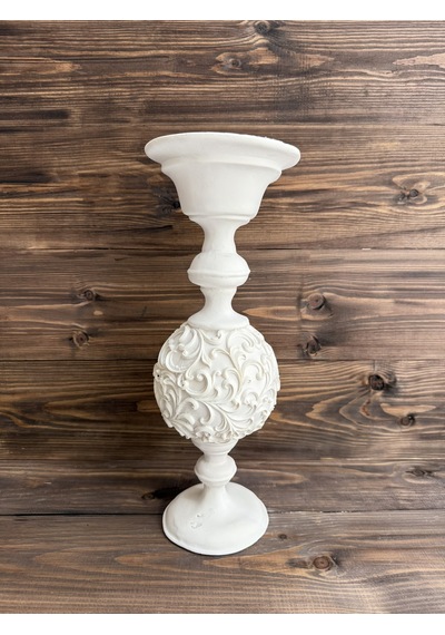 Ham Polyester Orb Dekoratif Şamdan 1 Beyaz