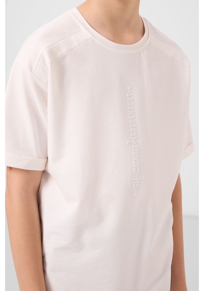 Tommylife Ekru Pamuklu Yumuşak Dokulu Oversize Baskılı Erkek Çocuk T-shirt - 11301 Ekru
