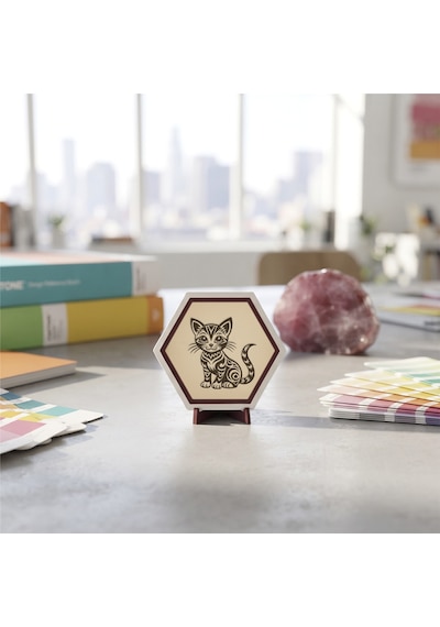 Özgün Tasarım Kedi Figürlü Masaüstü Dekoratif Süsü Sevdiklerinizi Mutlu Edecek Modern Ve Şık Hediye 10x10 Cm, Pudra