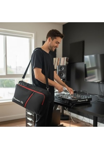 Pioneer Dj Ddj-400 Ve Ddj-flx4 Uyumlu Laptop Bölmeli Kırmızı Kadife Astarlı Soft Case Dj Controller Taşıma Çantası
