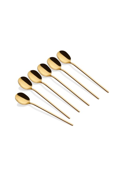 Parlak Gold Çay Kaşığı 6 Parça - 13 Cm Siyah