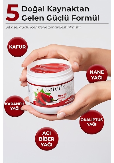 Naturix Paprika & Chili Biber Balsamı Masaj Jeli 3'lü Eko Paket - 500 Ml