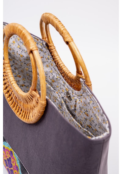 Fabric Craft Bag Kadın El Çantası Denim Etnik Bordürlü Mavi