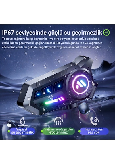 Polham Bt6.0 Intercom Kask Kulaklık Ipx67 Su Geçirmez, Gürültü Engelleme, Çift Telefon Destekli, 500mah Şarjlı