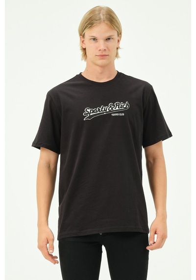 Rich Erkek Nakış Baskılı Spor Oversize Tişört Tshirt. SIYAH