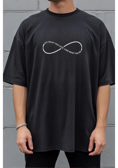 Freedom Store Unisex Oversize 24/1 Penye Dtf Baskılı Tişört - Dtf290 Siyah