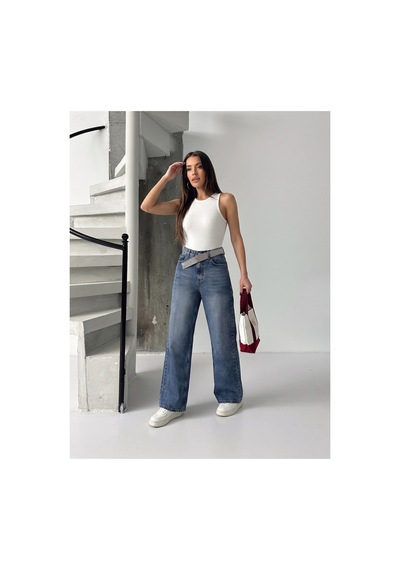 Bluemarlin Kemer Dilli Taş Detaylı Tint İşlemli Straight Jeans Pantolon Tint İşlemli