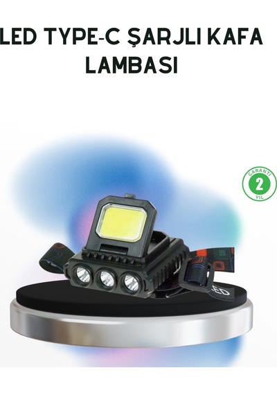 Mey İthalat Şarjlı Led Kafa Lambası 800 Lumen Cob Xpe Ayarlanabilir Başlıklı Çok Renkli