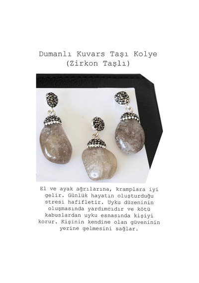 Erilsa Sertifikalı Zirkon Taşlı Model Ham Dumanlı Kuvars Taşı Kolye Çok Renkli