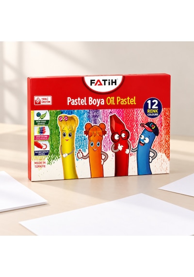 Fatih Pastel Boya 12 Renk Karton Kutu Çok Renkli