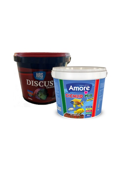 Discus Granül ve Cichlid Mix Granules Kova Akvaryum Balık Yemi