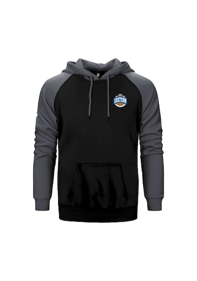 Basketeastern Logo Gri Renk Reglan Kol Kapşonlu Sweatshirt Gri