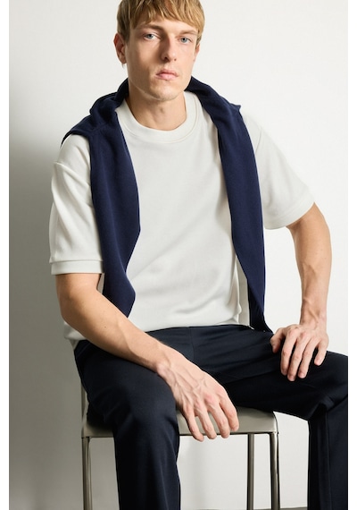 Defacto Kırışmaz Oversize Bisiklet Yaka Ağır Kumaş Basic Kısa Kollu Tişört B6494ax26auwt34 Beyaz-wt34