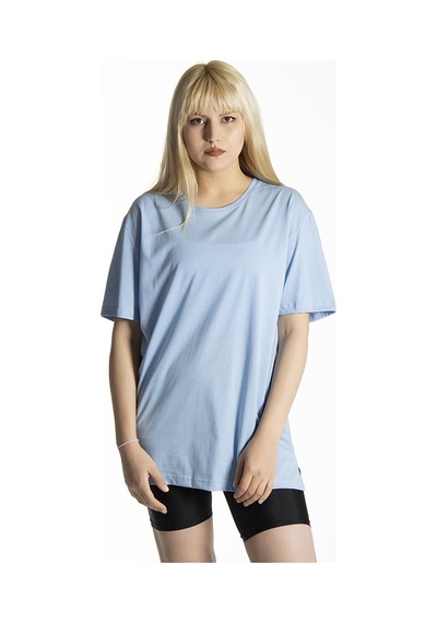 Kadın Açık Mavi Basic Bisiklet Yaka Oversize Pamuklu T-shirt Açik Mavi Kadın Açık Mavi Basic Bisiklet Yaka Oversize Pamuklu T-shirt Açik Mavi