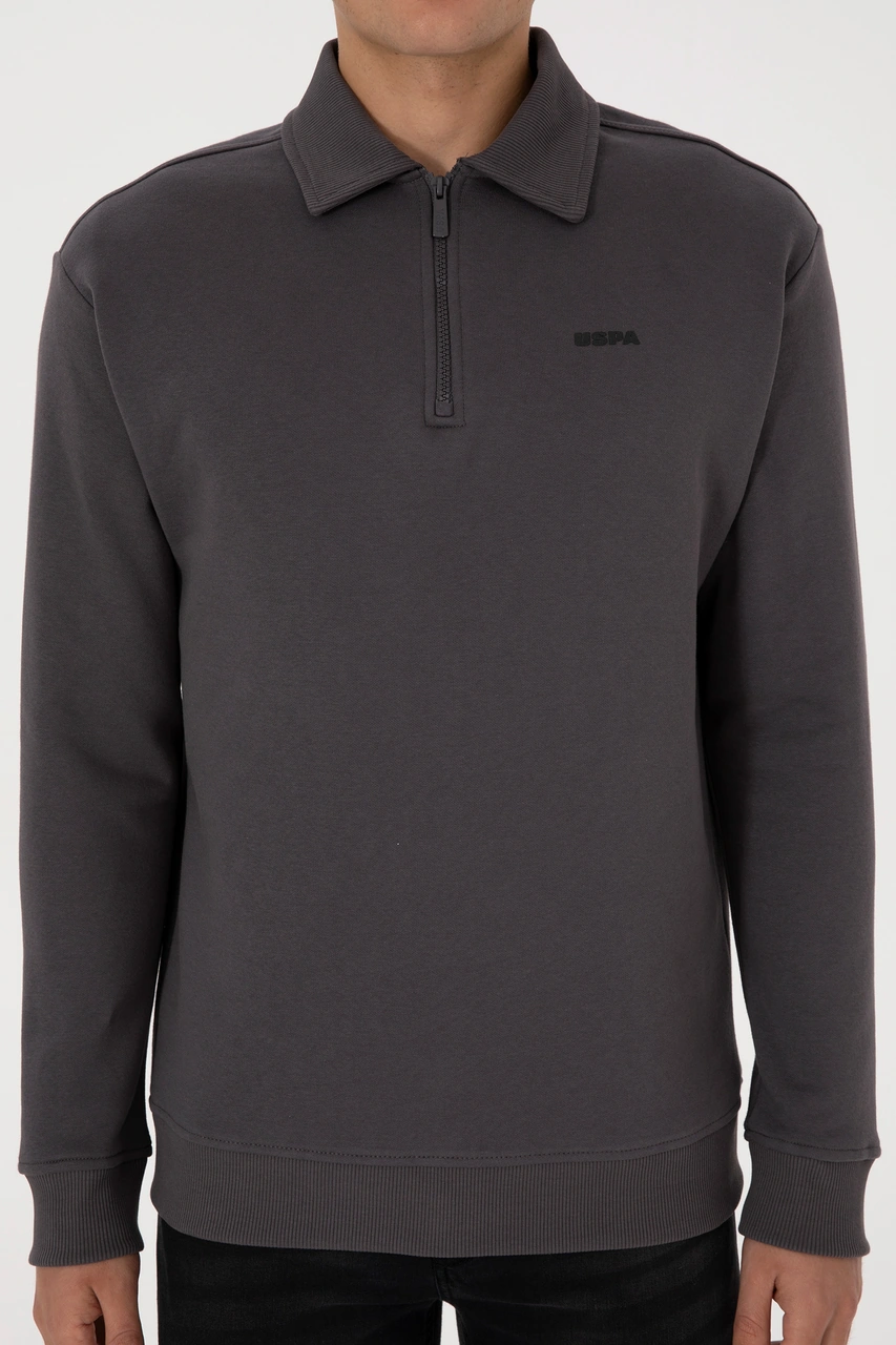 U.S. Polo Assn. Erkek Regular Fit Yarım Fermuarlı Şardonlu Antrasit Basic Sweatshirt 50313783-VR006 U.S. Polo Assn. Erkek Regular Fit Yarım Fermuarlı Şardonlu Antrasit Basic Sweatshirt 50313783-VR006