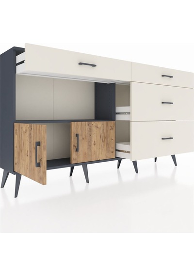 Arges Konsol Tek Raflı 4 Çekmeceli 2 Kapaklı 176x30x99 Antrasit-ç Antrasit-çam/aytaşı Arges Konsol Tek Raflı 4 Çekmeceli 2 Kapaklı 176x30x99 Antrasit-ç Antrasit-çam/aytaşı