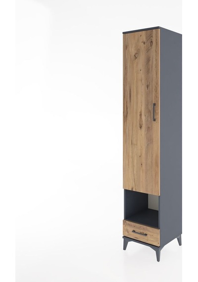 Hyperion Dolap 6 Raflı Tek Çekmeceli Tek Kapaklı 44x44x221 Antrasit-çam Antrasit
