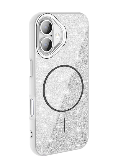 Thegencoo Apple Uyumlu iPhone 17 Kılıf M-safe Şarj Özellikli Parlayan Simli Tgco Okso Kapak - Siyah
