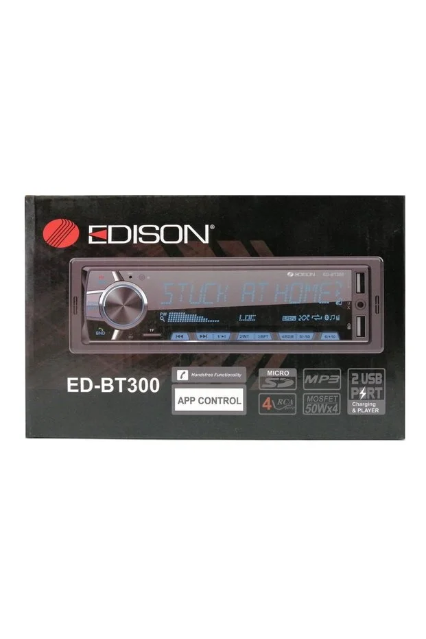 Edison Ed-bt300 Oto Teyp Mp3 Çalar/fm Radyo/usb/aux/sd/bt/2 Amfi Çıkışlı/4 50w/app