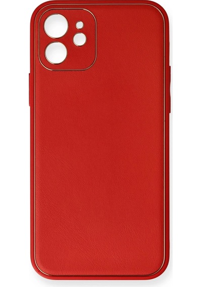 Newface Apple iPhone Uyumlu 12 Mini Kılıf Coco Deri Silikon Kapak Glblseme - 35 - Kırmızı