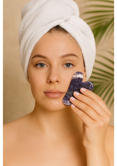 Ametist Taşı Gua Sha Yüz Masaj Taşı 58110 Çok Renkli