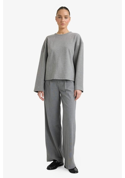 Defacto Relax Fit Bisiklet Yaka Uzun Kollu Tişört G7716ax25wngr210 Gri-gr210