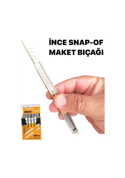 Maket Bıçağı 9x80mm İnce -2 Adet- Çelik Gövde Snap-of Süper Select Blade Knıfe