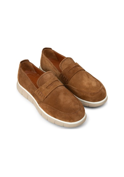 Deery Erkek Hakiki Süet Taba Renk Loafer Ayakkabı - 02045mtbae01