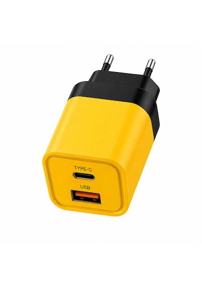 25w Hızlı Şarj Adaptörü Type-c + Usb Çift Girişli Akıllı Şarj Başlığı Kompakt Tasarım