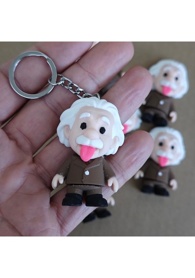 Albert Einstein Dil Çıkaran Hareketli Anahtarlık Ve Mini Dekoratif Figür 2 Adet
