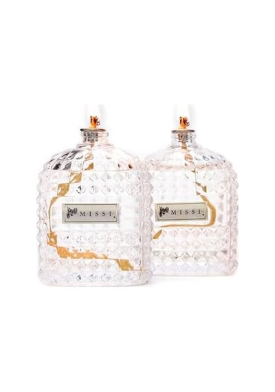 2'li Vanilya Sandal Kokulu Oval Kristal Cam Şişe Kandil Seti 2x100 Ml 50 x 22
