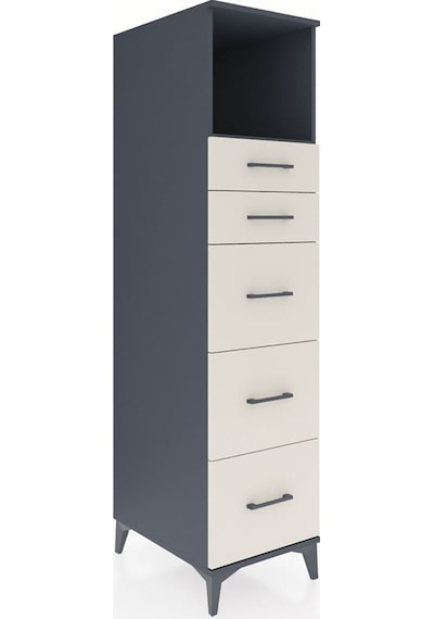 Kronos Dolap Tek Raflı 5 Çekmeceli 44x59x182 Antrasit-aytaşı Antrasit