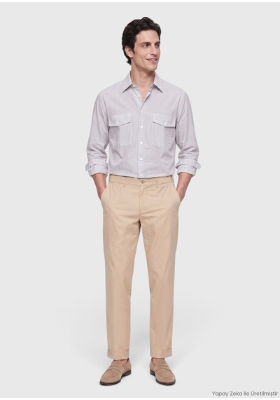 Ramsey Bej Düz Dokuma Jogging Fit Casual Pamuk Karışımlı Pantolon bej beige