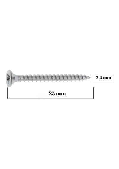 Sunta Vidası 2.5x25 Mm 100 Adet Sivri Uçlu Ahşap Tahta Ağaç Mobilya Vidası 2.5 x 25 MM