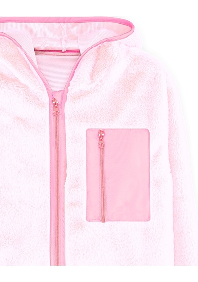 Denokids Kalp Cepli Kız Çocuk Pembe Peluş Mont Renkli