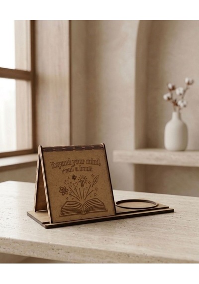Kupa Tutuculu Üçgen Kitap Standı-expand Your Mind, Read A Book