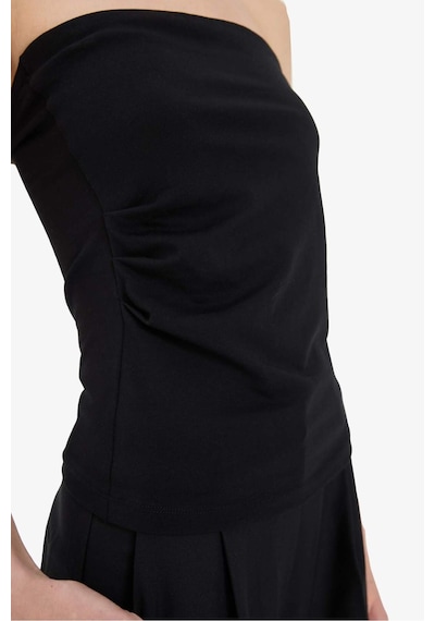 Defacto Slim Fit Dar Kesim Straplez Siyah Bluz F4425ax25smbk81 Siyah